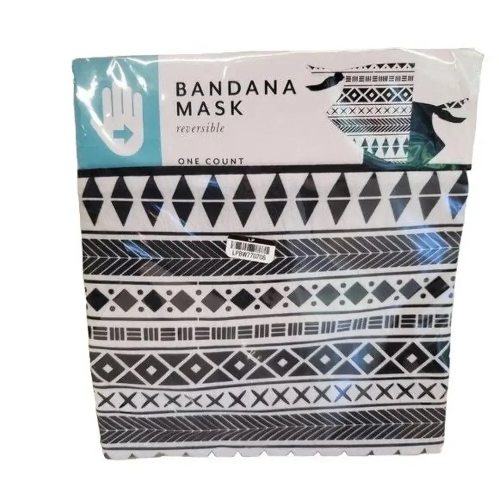 Bandana Mask Reversible Black White NEW